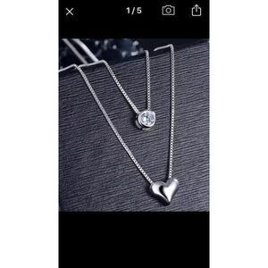 Heart Necklace Silver 2 Layer